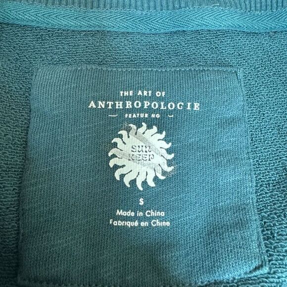 Anthropologie Sun Keep Daydream Sweatshirt Graphic Pullover Turquoise SZ S - Picture 5 of 8